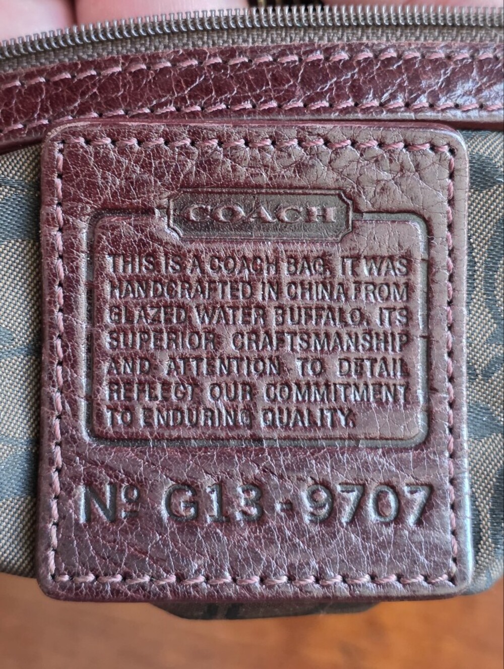 Coach 9707 Glazed Water Buffalo Roll Barrel Bag Mahogany Leather Vintage - Picture 15 of 16